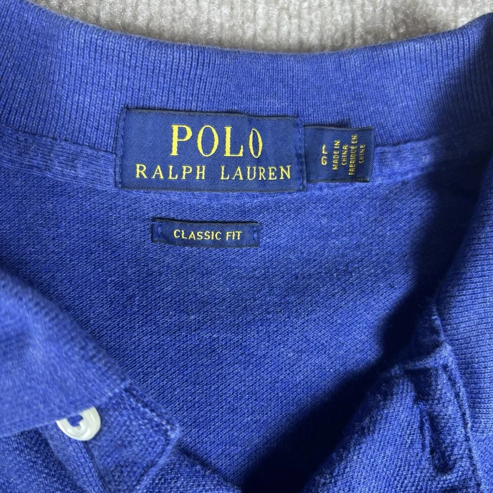 Polo Ralph Lauren Classic Fit Polo Shirt Men's Large Blue Orange Pony Cotton